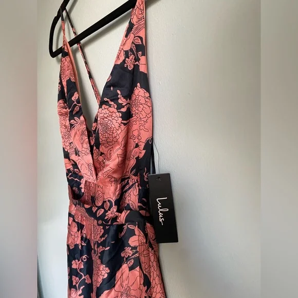 Lulus Tea Gardens Rusty Rose Floral Print Satin Maxi Dress - Picture 11 of 12